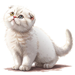 British Shorthair cat with rounded features and soft fur, standing full body on a white background, elegant and popular domestic pet breed