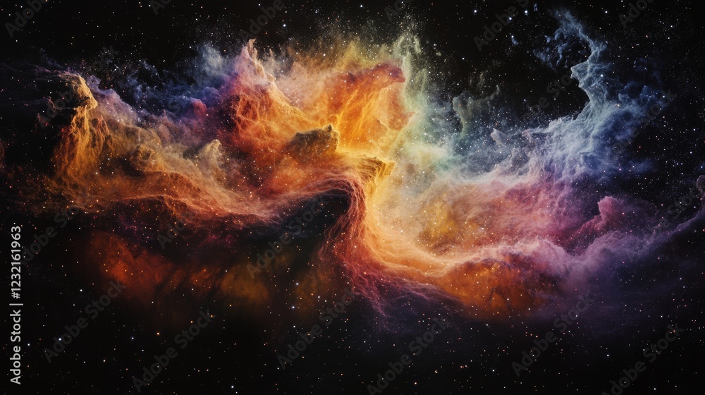 Wall mural colorful nebula expanding in the vastness of deep space