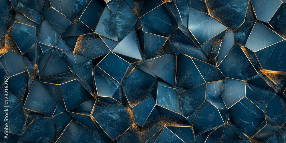 Canvas Prints deep teal hexagonal metallic surface with radiant golden light accents. a smooth and intricate 3d te