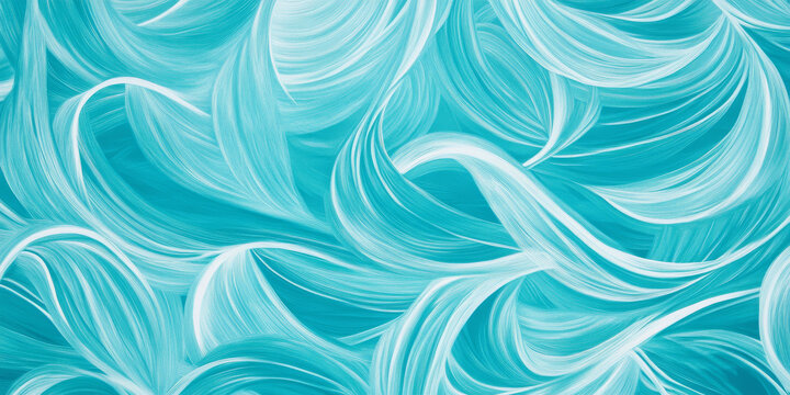 Abstract organic lines in vibrant turquoise, flowing across the background with a rhythmic motion. The clean and smooth design is perfect for a bold, modern wallpaper with a touch of nature.