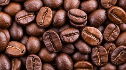 Naklejka premium A close up of coffee beans with a brownish color