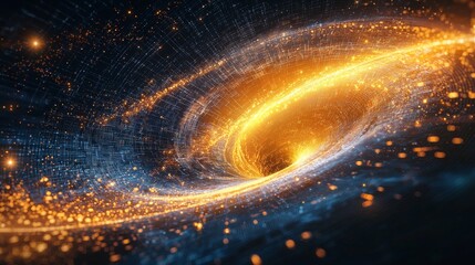 Obraz premium Ethereal Cosmic Swirls of Glowing Pixels in a Vibrant Universe