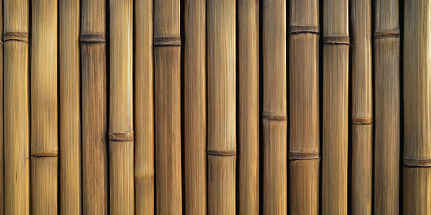 Fototapeta premium Bamboo wood texture with warm yellowish tones and a linear grain pattern. The smooth finish gives the wood a modern, eco-friendly aesthetic, ideal for sustainable design projects.