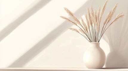 Pampas grass in vase, sunlit room, minimalist decor, home interior design (1)