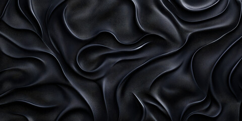 Fototapeta premium Black textures wallpaper with abstract silk smooth waves pattern. Modern clean minimal design in high definition, creating an elegant and luxurious background. Perfect for contemporary designs and