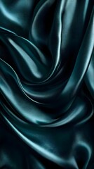 Obraz premium Dark Teal Silk Drape: Luxurious folds of dark teal silk fabric create a dramatic and elegant composition, showcasing the rich texture and lustrous sheen of the material. The deep.