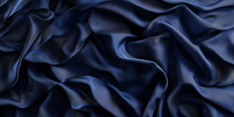 Fototapeta premium Navy blue textures wallpaper with silk smooth flowing wave patterns. The deep blue tones create a serene and contemporary high-definition background design.