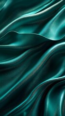 Obraz premium Teal Silk Drape: Luxurious teal silk fabric flows in elegant waves, creating a sophisticated and smooth texture. The rich color and soft folds evoke feelings of opulence and refinement. 
