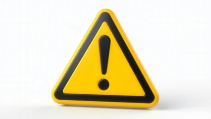 Yellow warning sign with exclamation point on white background