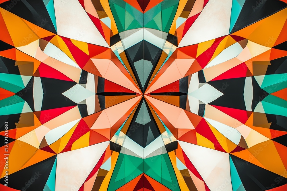 Poster geometric shapes and patterns in bold, contrasting colors