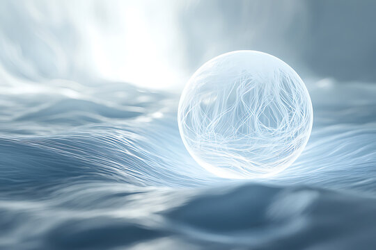 Glowing sphere of interconnected white light strands