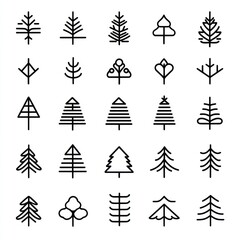 Obraz premium Collection of stylized tree and plant icons