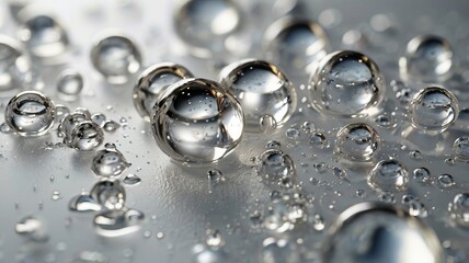 Ultra Close-Up of Clear Hyaluronic Serum with Floating Bubbles &ndash; Textural Detail