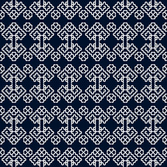 ethnic Sashiko Japanese stitch abstract artwork seamless geometric pattern printed background fabric wallpaper hand drawn line

