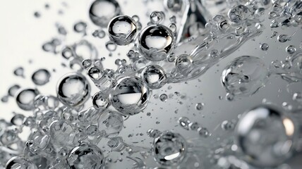 Ultra Close-Up of Clear Hyaluronic Serum with Floating Bubbles – Textural Detail