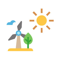 Renewable Energy. Windmill and energy symbol