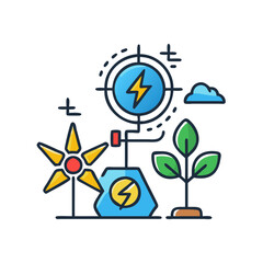 Renewable Energy. Windmill and energy symbol