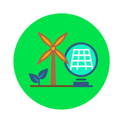 Renewable Energy. Windmill and energy symbol