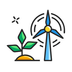 Renewable Energy. Windmill and energy symbol