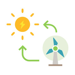 Renewable Energy. Windmill and energy symbol