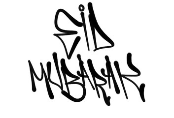 letters for EID MUBARAK in sprayed graffiti letters style