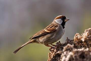 extreme close-up of an old world sparrow