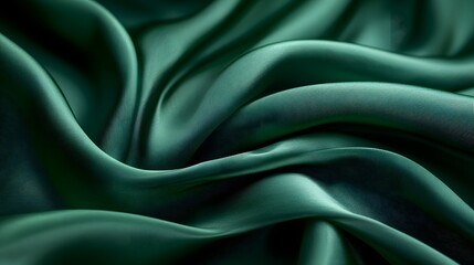 Fototapeta premium Emerald Silk Drape: Luxurious emerald green silk fabric, elegantly draped and flowing, showcasing its rich texture and subtle sheen. The image evokes a sense of sophistication, elegance, and luxury.
