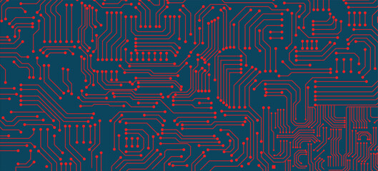 Abstract high tech digital technology background. Circuit board line. Dark blue color background.
