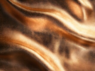 Bronze and Gold Silk Drape: Luxurious bronze and gold silk fabric flows in elegant, sinuous waves, creating an abstract texture of shimmering light and shadow.
