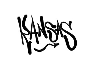 KANSAS city sprayed graffiti letters in black