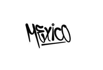 sprayed graffiti letters MEXICO in black