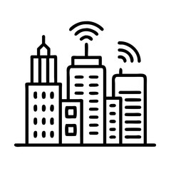 Smart City concept. Skyscraper with WiFi Signal. line style