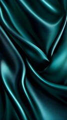 Obraz premium Emerald Silk Drape: Luxurious teal silk fabric gracefully drapes and folds, creating an elegant and sophisticated texture with rich, deep color and a captivating sheen. 