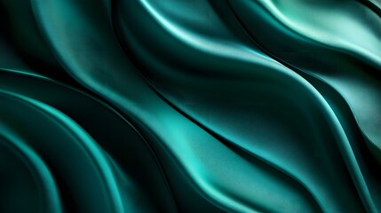 Obraz premium Emerald Waves: A mesmerizing abstract background featuring soft, flowing waves of deep emerald green, creating a sense of movement, fluidity, and luxury. The smooth.