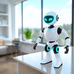 A futuristic AI robot assisting with daily chores.