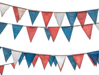 Historic Town Square Festive Decoration Traditional Red, White, and Blue Bunting Draped Across Charming Buildings, Creating a Vibrant and Patriotic Atmosphere for Community Celebrations, Parades, and