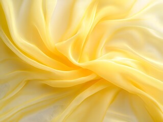 Fototapeta premium Sunlit Yellow Fabric: Soft, delicate yellow fabric drapes and flows in a mesmerizing pattern, capturing the essence of sunshine and light. The smooth, silky texture invites touch.