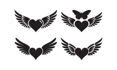 Four Winged Heart Designs for Graphic Use