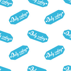 Only today discount tags scattered across a bright white background in a simple design