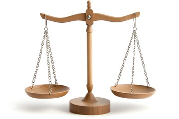 Wooden Balance Scale on White Background