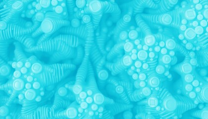 Abstract blue cellular pattern with swirling circular shapes, textured and three-dimensional.