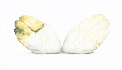 Ethereal butterfly wings spread wide, showcasing delicate textures and soft colors against a minimalist background