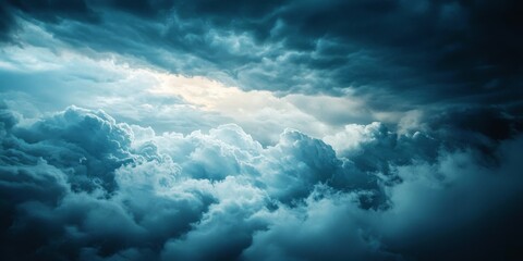 dramatic sky with dark storm clouds and sunlight breaking through, cloud formations and atmospheric beauty