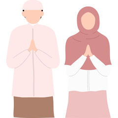 Hand drawn illustration of muslim praying