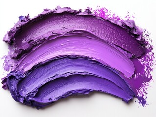 Fototapeta premium one purple brush strokes isolated on a white background, one curve shape, with an oil paint texture, in a flat lay composition