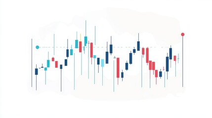 A simple and clean stock market candlestick chart, financial analysis, vector flat design, isolated on white background.