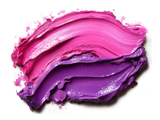 Obraz premium one pink brush strokes isolated on a white background, one curve shape, with an oil paint texture, in a flat lay composition