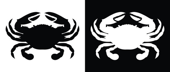 Crab icon, crab vector icon. crab sign, crab design, Crab silhouette.Stone crab flat icon. Sea crab silhouette isolated. Vector illustration.