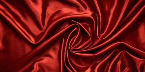 Obraz premium Luxurious Red Satin Fabric. Close-up of draped, shiny red satin fabric. The smooth texture and rich color create luxury and elegance. Perfect for backgrounds, fashion, and design projects.
