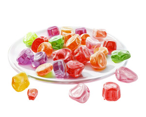 Colorful Assortment of Hard Candies on a White Plate
